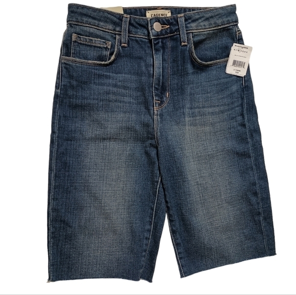 L'Agence Raw Hem High Rise Bermuda Shorts Size 24 MSRP $220 NWT - Picture 1 of 7
